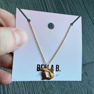 Gothic Style Gold Initial Charm Necklace "D"